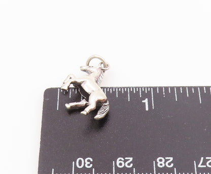 925 Sterling Silver  Vintage Shiny Petite Galloping Horse Pendant  PT18368
