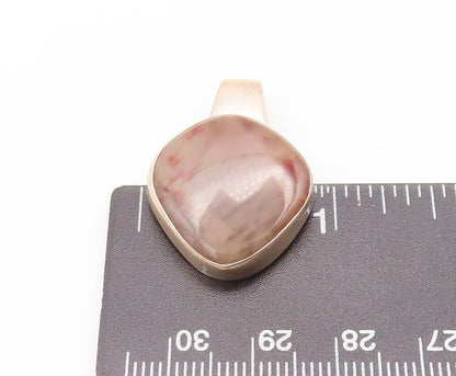 925 Sterling Silver Vintage Pendant Minimalist Square Cut Quartz  PT22637