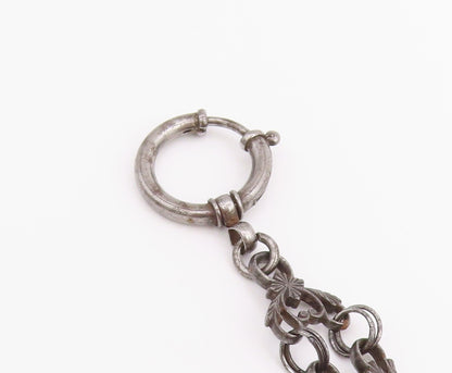 925 Sterling Silver Vintage Keychain Dark Tone Fob Chain With Charms  TR4068