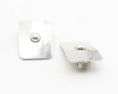 MEXICO 925 Sterling Silver  Vintage Shiny Square Non Pierce Earrings  EG6224