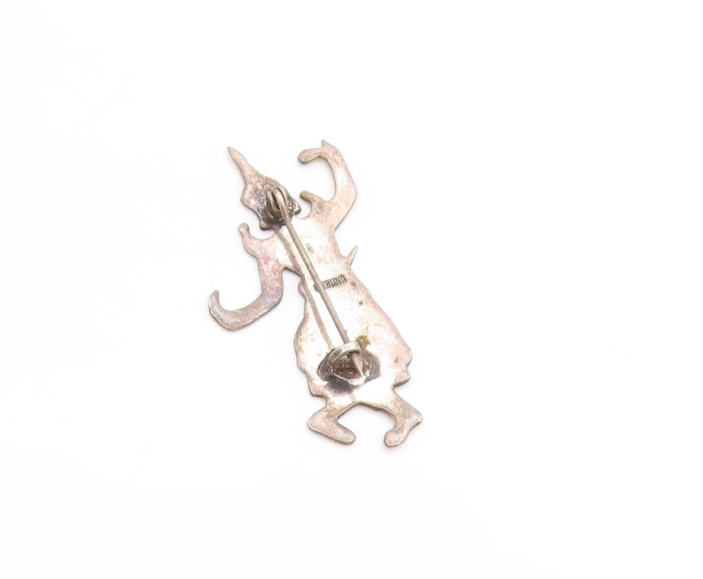 925 Sterling Silver Vintage Brooch SIAM Enameled Thai Khon Dancer Pin  BP11903