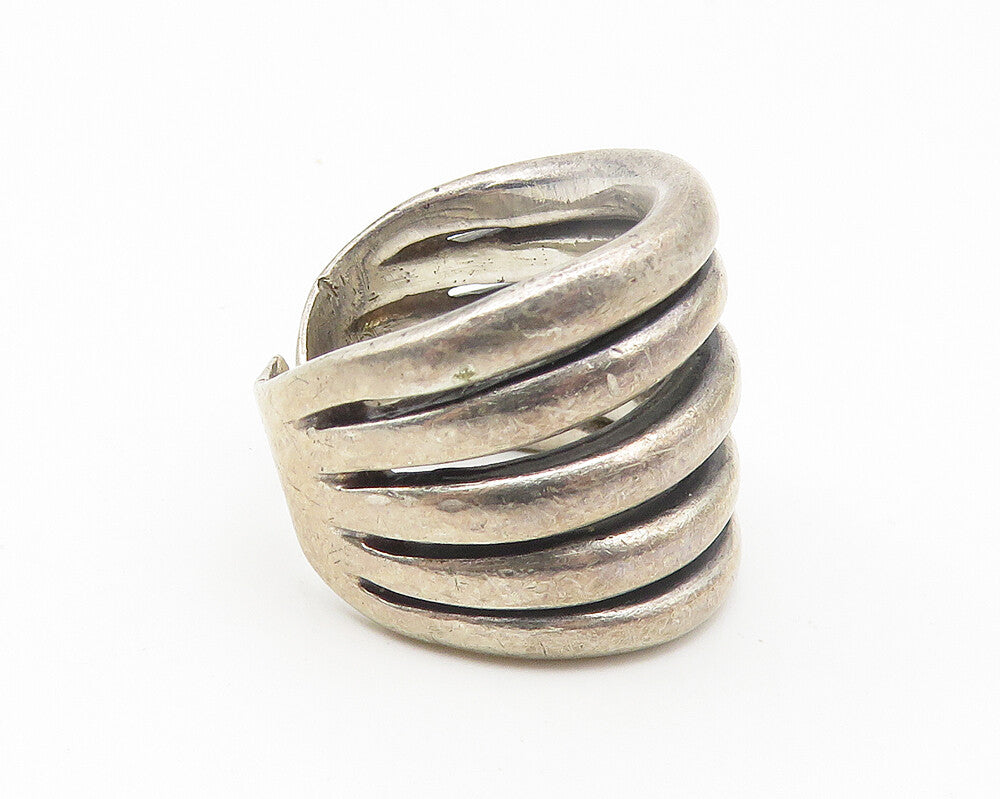 925 Sterling Silver  Vintage Smooth Dark Tone Split Band Ring Sz 5.5  RG10729