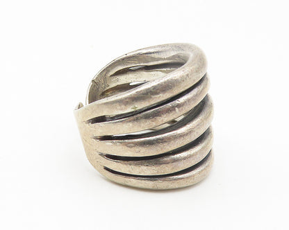 925 Sterling Silver  Vintage Smooth Dark Tone Split Band Ring Sz 5.5  RG10729