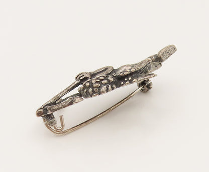 925 Sterling Silver Vintage Flying Cupid Angel Bow & Arrow Brooch Pin  BP10205