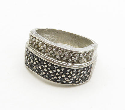 925 Sterling Silver  Vintage Topaz & Hematite Band Ring Sz 5  RG15749