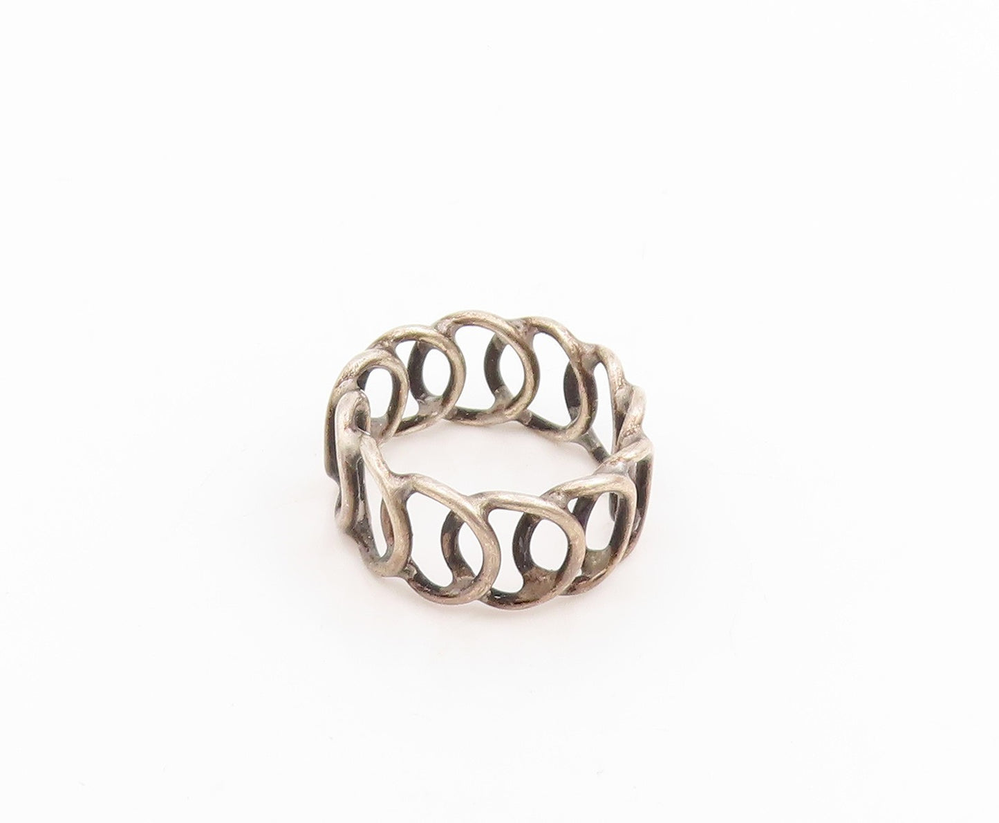 925 Sterling Silver Vintage Ring Interlocking Circles Eternity Sz 5.5 RG33946