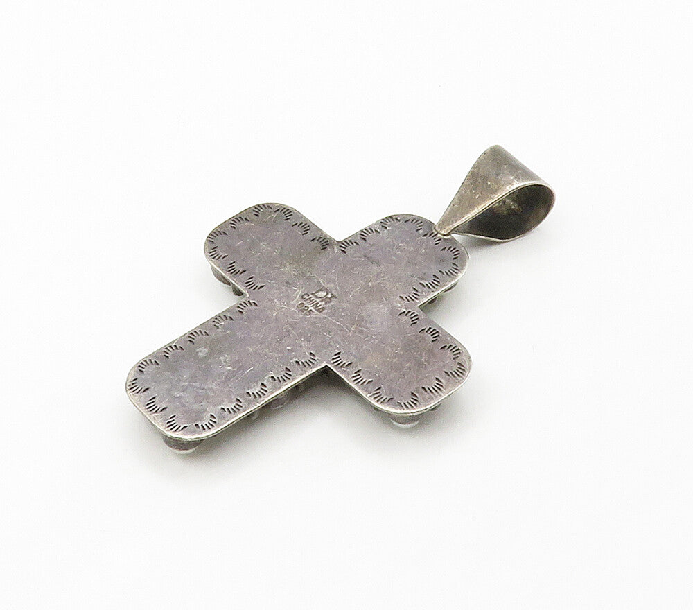DTR JAY KING 925 Silver  Vintage Shiny Pearls Religious Cross Pendant  PT12590