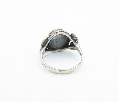 SOUTHWESTERN 925 Silver Vintage Mother Of Pearl Cocktail Ring Sz 7 RG4151
