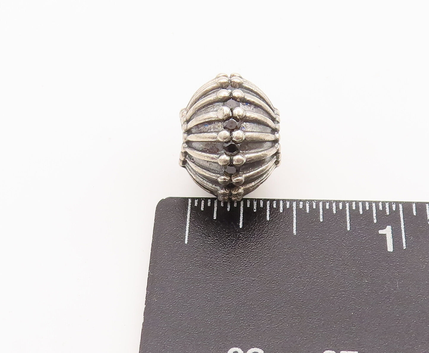 925 Sterling Silver Vintage Pendant PANDORA Solid Carved Beaded Bead  PT22758