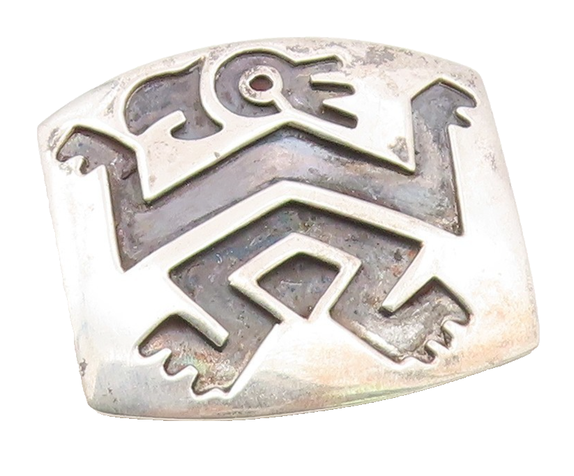 MEXICO 925 Silver  Vintage Oxidized Traditional Design Brooch Pin  BP4446