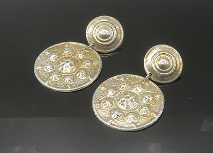 MEXICO 925 Sterling Silver  Vintage Hammered Detail Dangle Earrings  EG10952