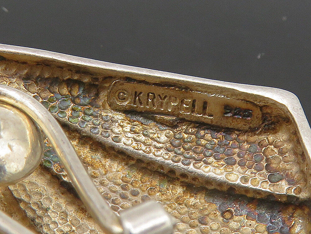 CHARLES KRYPELL 925 Silver & 14K GOLD  Vintage Modernist Drop Earrings EG11463