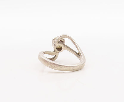 925 Sterling Silver Vintage Ring Swirly Design Cutout Topaz  Sz 5.5  RG31437