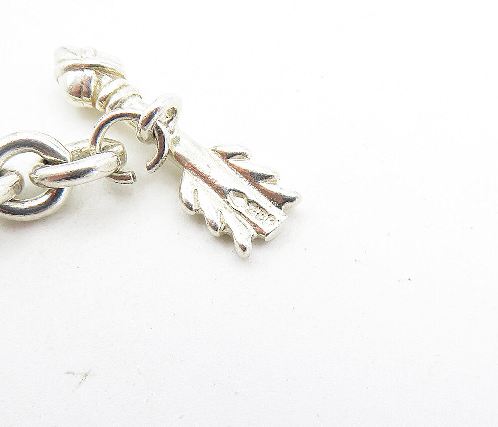 925 Sterling Silver  Love Heart Bow & Arrow Round Link Chain Bracelet  BT2630