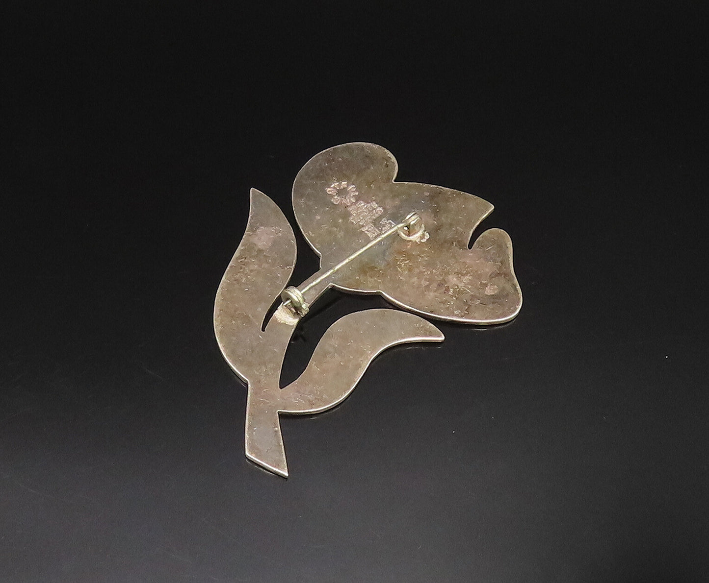 TAXCO 925 Sterling Silver  Vintage Inlaid Abalone Flower Brooch Pin  BP9679