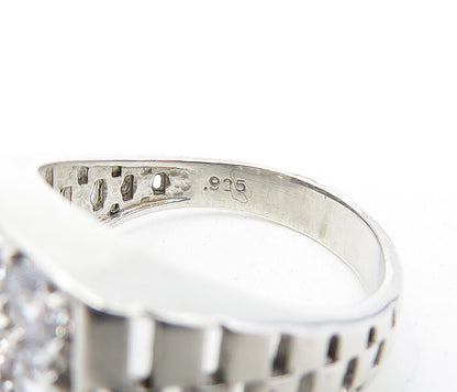 925 Sterling Silver  Cubic Zirconia Square Grid Cocktail Ring Sz 11  RG5664