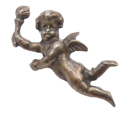 925 Sterling Silver  Vintage Antique Baby Angel With Torch Brooch Pin  BP8578