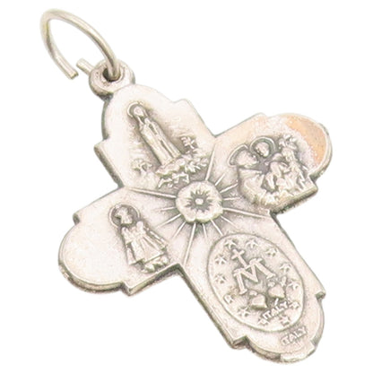 925 Sterling Silver Vintage Pendant Catholic Four Way Holy Cross Medal  PT26640