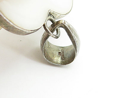 925 Sterling Silver  Vintage Mother Of Pearl Spiral Love Heart Pendant  PT4108