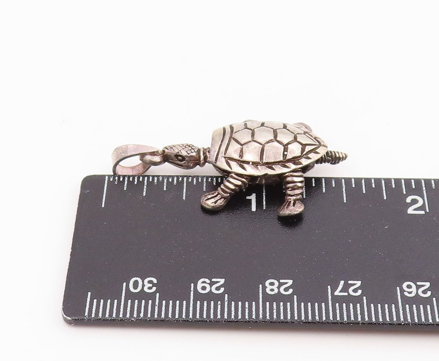925 Sterling Silver Vintage Pendant Modernist Sea Turtle Charm Moves  PT26059
