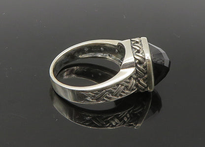 925 Sterling Silver  Vintage Faceted Black Spinel Cocktail Ring Sz 10  RG22602