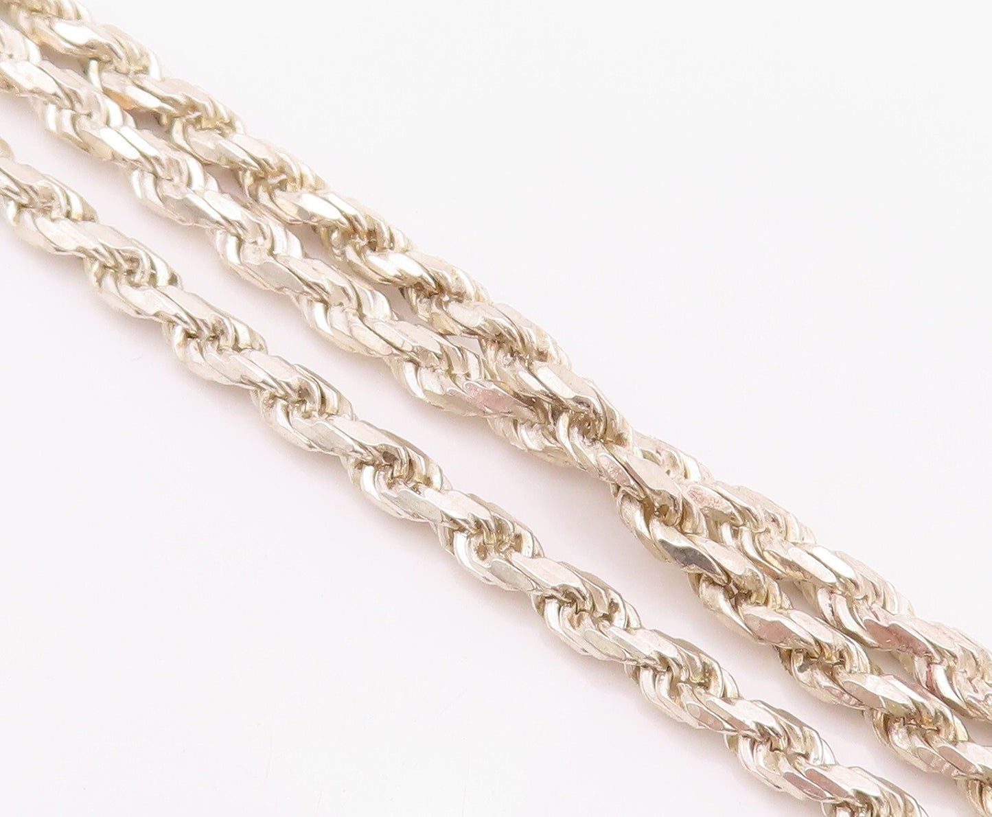 925 Sterling Silver Vintage Necklace Modernist Carved Twisted Chain  NE4335