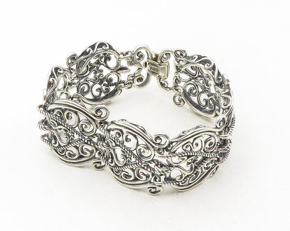 CAROLYN POLLACK RELIOS 925 Silver  Vintage Open Swirl Chain Bracelet  BT4193