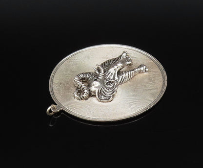 925 Sterling Silver  Vintage 3D Textured Elephant Round Mesh Pendant  PT21897