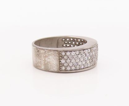 925 Sterling Silver Vintage Ring Solid Topaz Inlay Band  Sz 7  RG29884