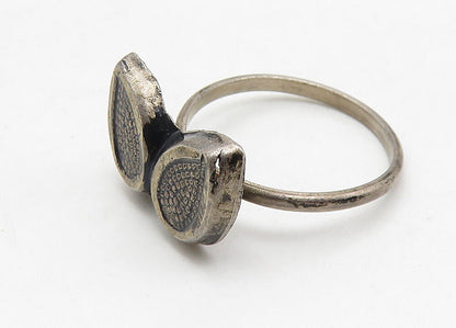 925 Sterling Silver  Vintage Dark Tone Floral Leaves Band Ring Sz 5  RG10517