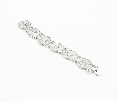 SIAM 925 Sterling Silver  Vintage Shiny Dancer Coin Chain Bracelet  BT3562