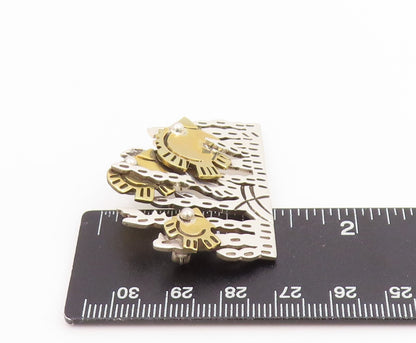 925 Sterling Silver Vintage Brooch Pin MEXICO Two Tone Underwater Fish  BP12228