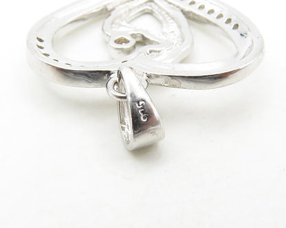 925 Sterling Silver  Cubic Zirconia Mom & Baby Love Heart Pendant  PT15158