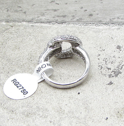 925 Sterling Silver  White Cubic Zirconia Belt Style Band Ring Sz 6  RG1576