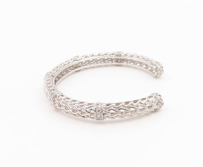 925 Sterling Silver  Vintage Elegant 3D Loop Carved CZ Bracelet  BT10008