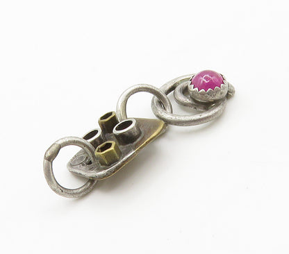 925 Sterling Silver Vintage Cabochon Cut Pink Topaz Pendant PT12579