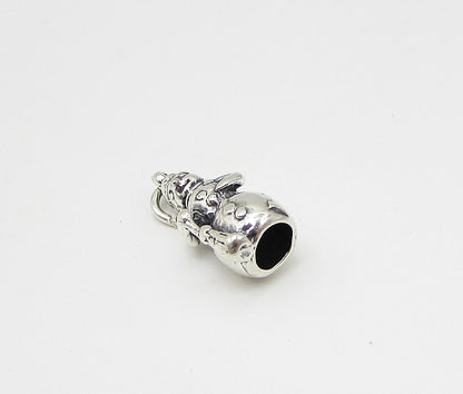 925 Sterling Silver  Vintage Snowman Charm Pendant  PT1879