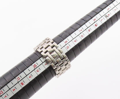 925 Sterling Silver Vintage Ring Real Diamonds Classic Belt Band  Sz 9  RG36396