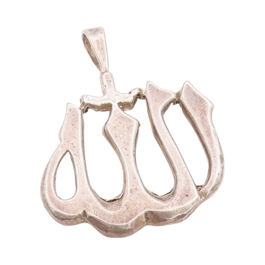 925 Sterling Silver Vintage Pendant Cutout Religious God Name In Urdu  PT24571