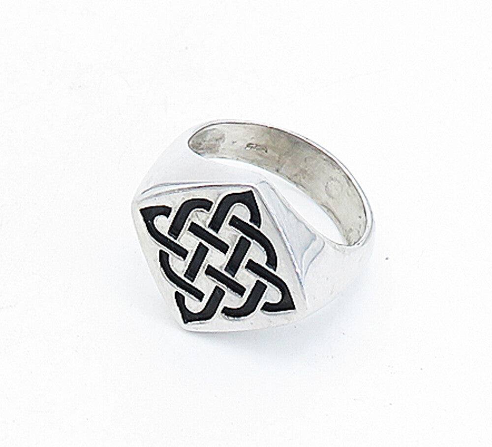 925 Sterling Silver  Shiny Square Celtic Knot Cocktail Ring Sz 11  RG5661