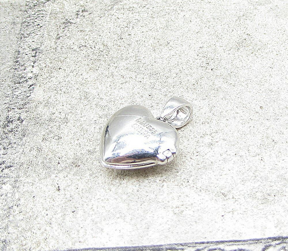 925 Silver  Cubic Zirconia Love Heart Picture Locket (Opens) Pendant  PT1206
