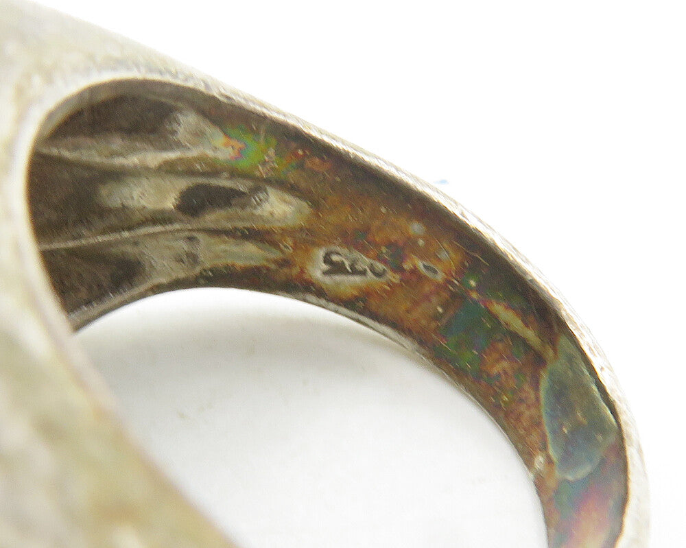 925 Sterling Silver  Vintage Modernist Square Dome Band Ring Sz 5  RG18191