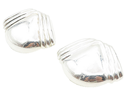 925 Sterling Silver  Vintage Shiny Hollow Fluted Detail Drop Earrings  EG3935