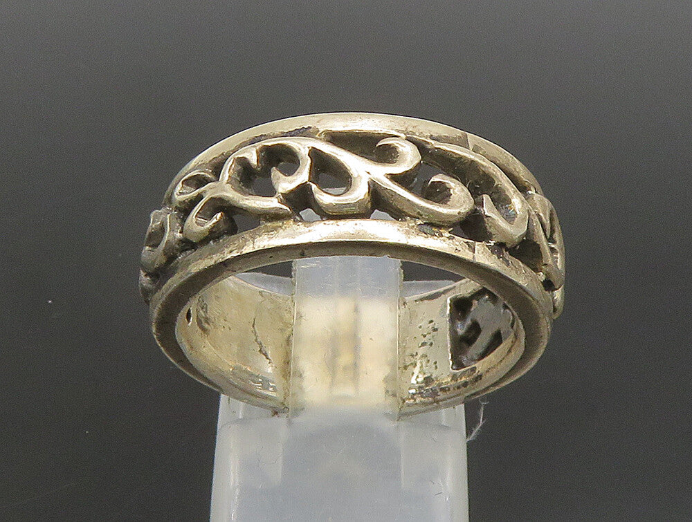 925 Sterling Silver  Vintage Vine Swirl Cutout Band Ring Sz 9  RG24487