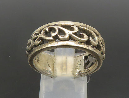 925 Sterling Silver  Vintage Vine Swirl Cutout Band Ring Sz 9  RG24487