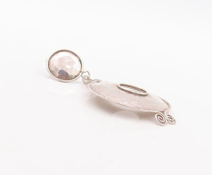 925 Sterling Silver Vintage Earrings Swirled Bordered Dangling Donut  EG13148