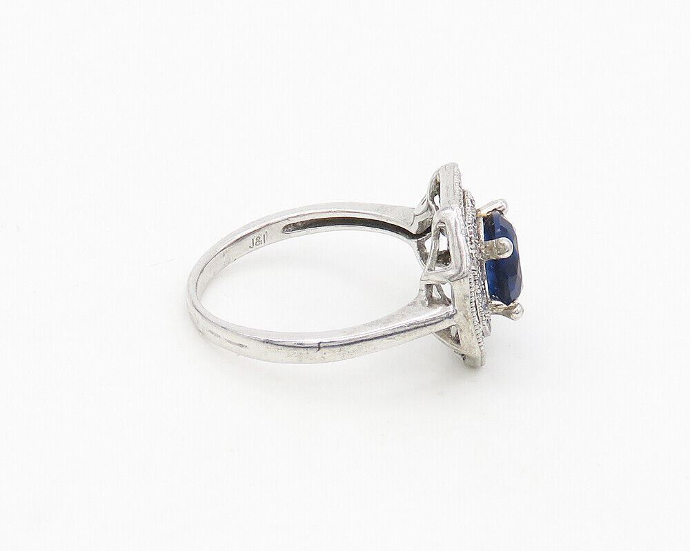 IAN GIBSON 925 Silver  Blue & White Topaz Octagon Band Ring Sz 7  RG18250