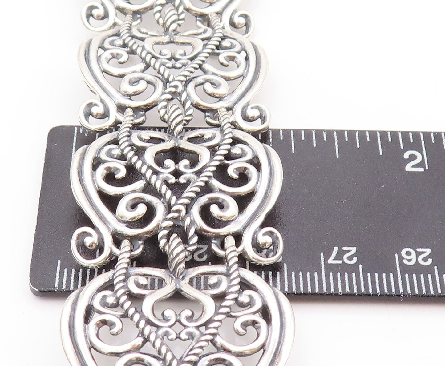 925 Sterling Silver Vintage Bracelet CAROLYN POLLACK Swirly Design Cut  BT11098