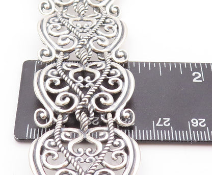 925 Sterling Silver Vintage Bracelet CAROLYN POLLACK Swirly Design Cut  BT11098
