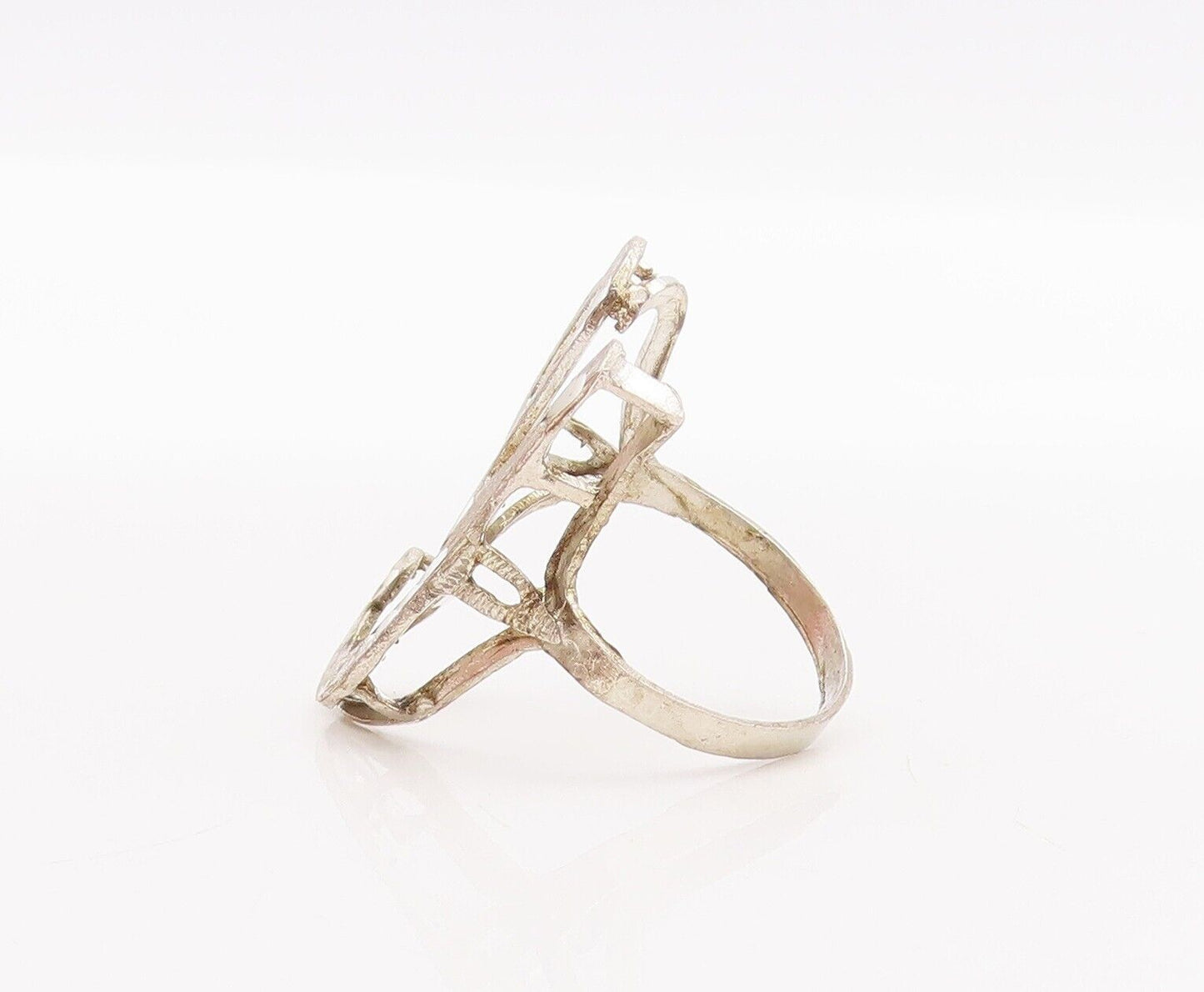 925 Sterling Silver Vintage Ring Solid Cutout Alphabet Y  Sz 8  RG28798